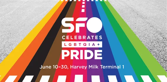 Rainbow pattern on SFO runway to celebrate Pride
